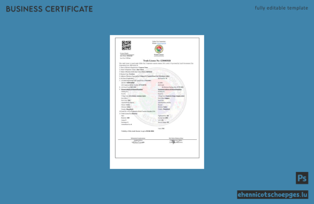Handelslizenz für Sylhet, Bangladesch (Word- und PDF-Beispiel)